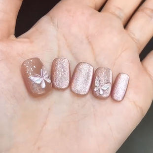 高級甜酷蝴蝶玻璃珠貓眼爆閃顯白圓形手工穿 小巧好收納秋冬款