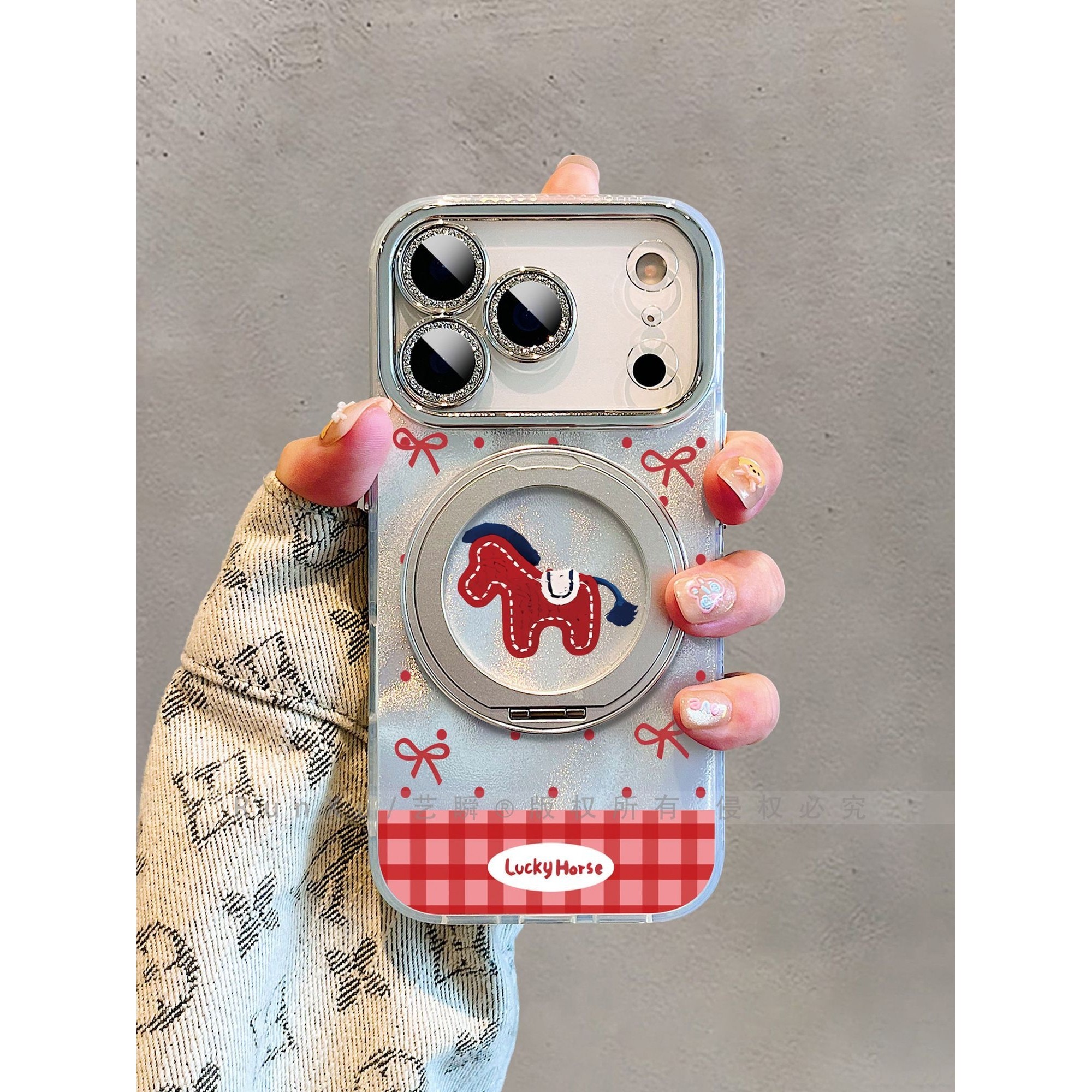 马年新年款·红格纹蝴蝶结小马适用苹果17promax手机壳Air旋,个性定制/设计服务/DIY,手机壳/保护套定制,淘宝优惠券,粉丝福利购,淘宝优惠卷