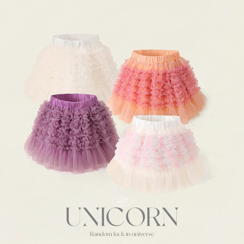 UNICORN女童26春秋新款韩版网纱蓬蓬裙女宝可爱百搭半身裙蛋糕裙