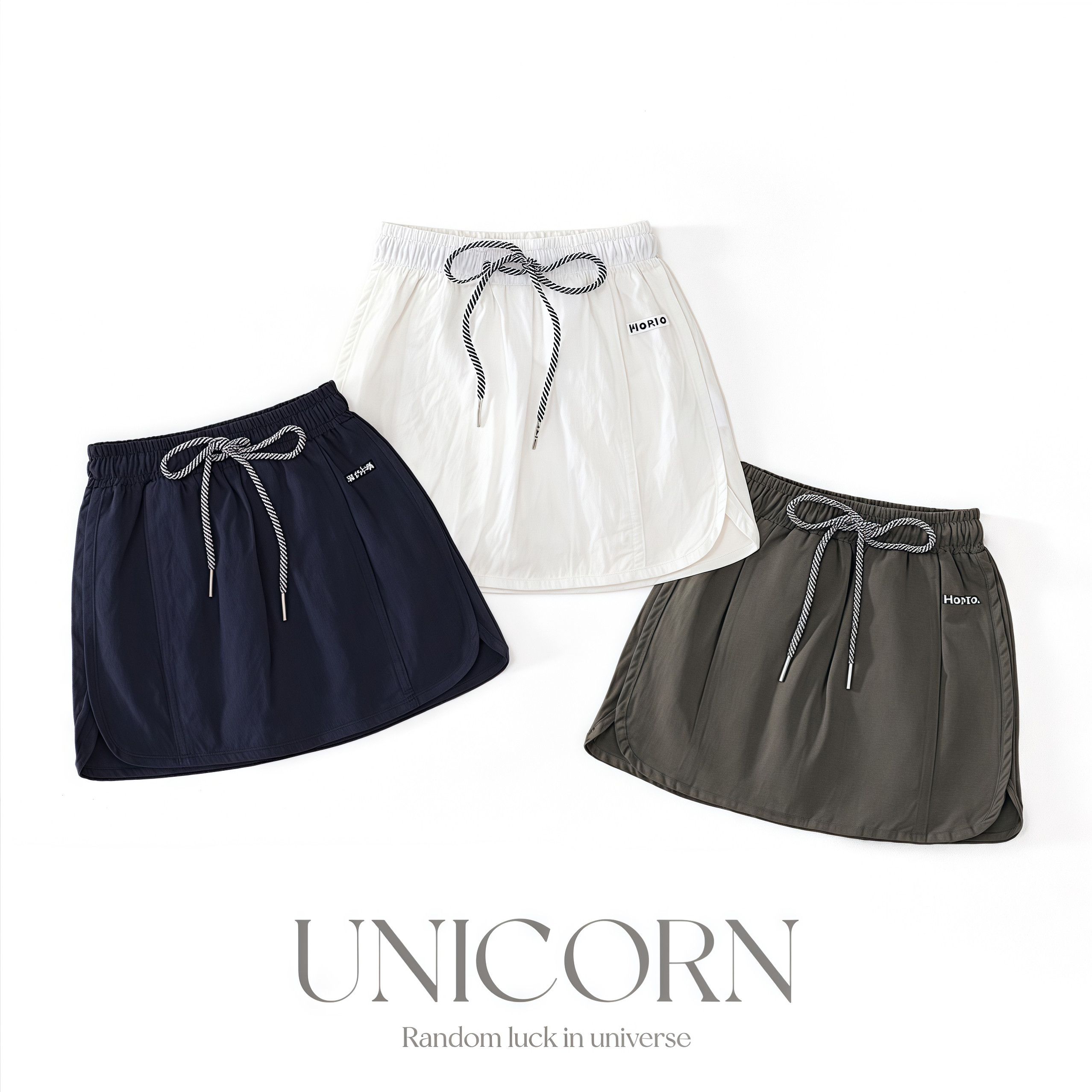 UNICORN女童26年夏季新款速干工装裙抽绳洋气百搭儿童短裙半身裙