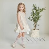 花边公主裙时尚 UNICORN女童26年春夏法式 新款 背心裙生日礼服裙