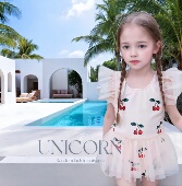 UNICORN女童25年夏季 新款 网纱裙泳衣公主防晒速干连体背心游泳衣