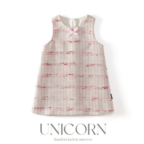 UNICORN女童春秋季新款韩版粉色小香风背心裙女宝高级气质公主裙
