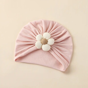 婴儿帽子0到3个月秋冬季胎帽洋气护囟门印度帽小月龄女宝宝小月龄