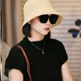 日系春夏轻薄亚麻渔夫帽子女复古百搭显脸小遮阳防晒盆帽
