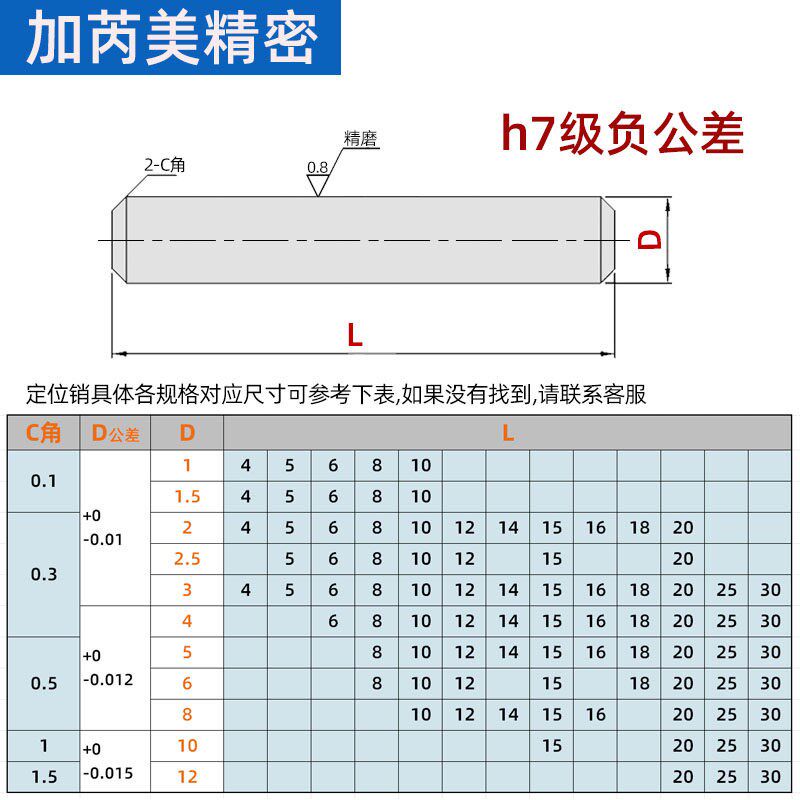 速发04不锈钢圆柱销h7负公差XTW82销子固定销钉替M倒角C型销