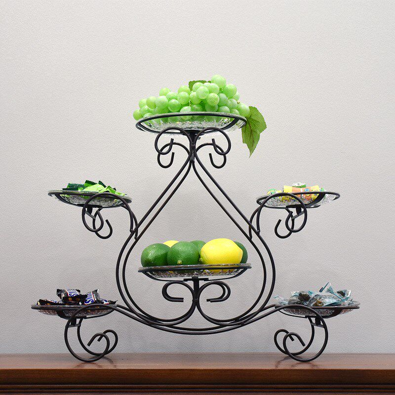 速发欧式多层水果盘蛋糕架心用干果点家托婚架盘庆摆台果盘铁艺