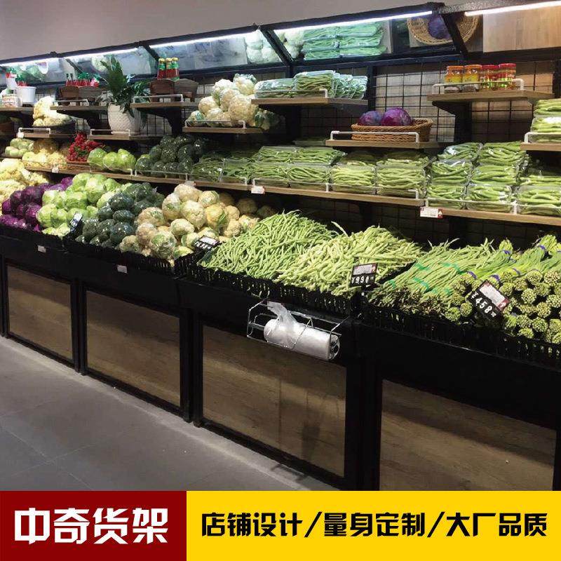 果蔬架菜架单面钢木货架蔬果水果生鲜店架超市货架