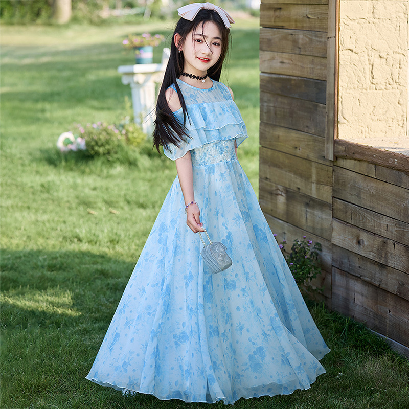 女童韩版碎花长裙夏季雪纺连衣裙
