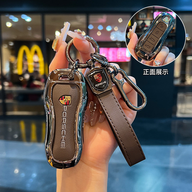 适用新保时捷Macan玛卡车钥匙套Panamera帕拉梅拉卡宴包Taycan扣