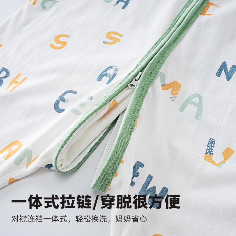 儿童短袖睡袋夏季薄款中大男女童小孩纯棉婴儿宝宝连体睡衣防踢被