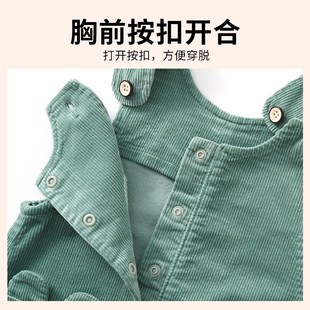 儿童女灯芯绒0一3岁男宝宝纯棉裤 男童2024新款 子 春秋款 婴儿背带裤