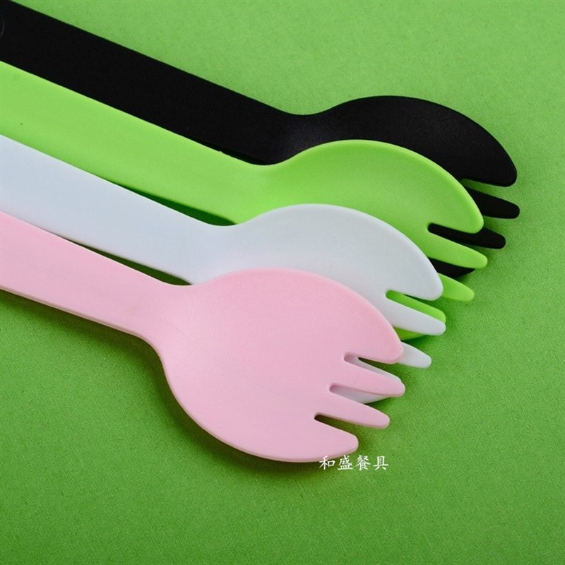 一次性勺子塑料叉勺水果叉子独立包装冰激凌勺加厚蛋糕叉勺甜品勺