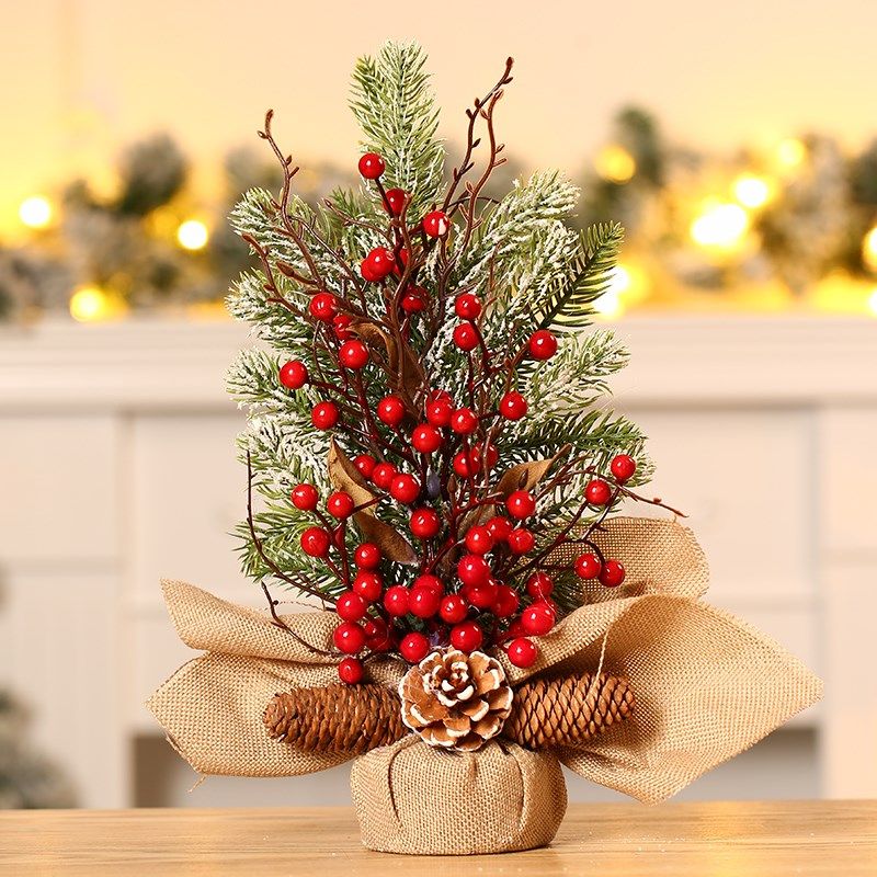 2023小型圣诞树pe植绒小树40CM圣诞节装饰品迷你桌面小摆件韩式30