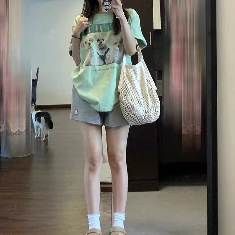 睡衣女夏季薄款纯棉短袖短裤学生甜美可爱两件式套装可外穿家居服