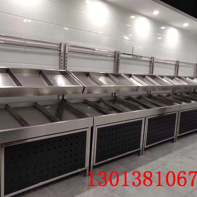 双层不锈钢生鲜架水菜架蔬菜架水果架蔬果架超市货架水果货架