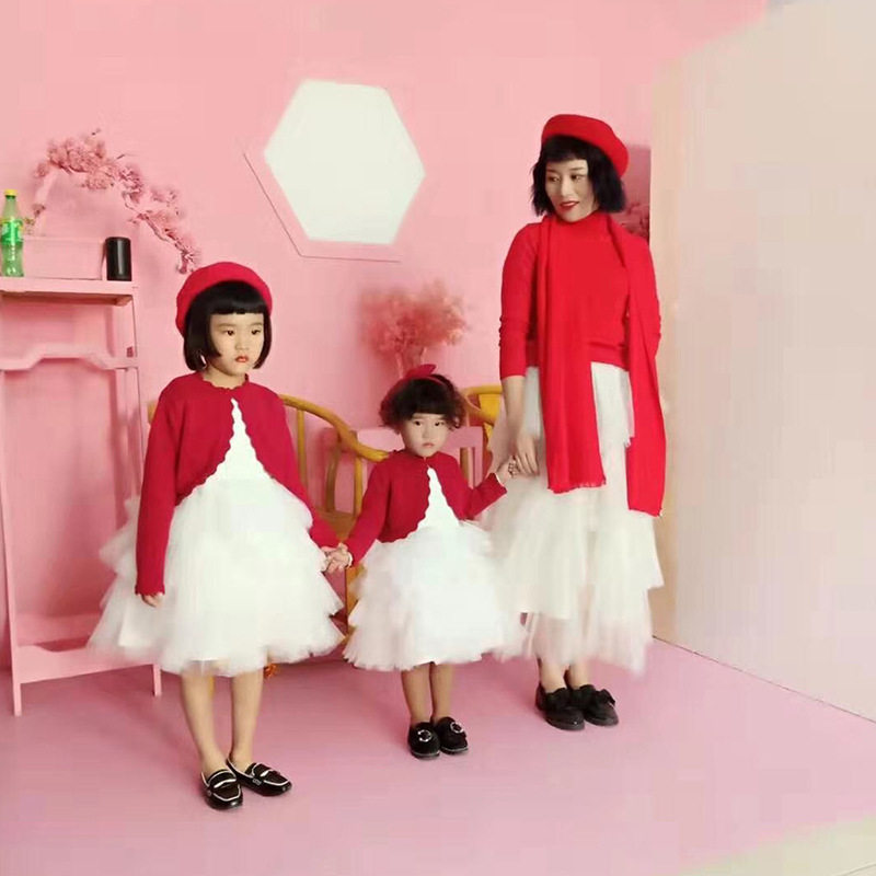 女童薄款短款针织开衫儿童纯棉线外搭长袖小披肩小中大童春秋外套