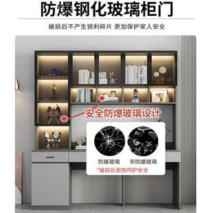 书桌学生家用台式电脑桌实木学习写字桌子轻奢办公桌书桌书架一体