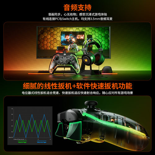好货厂家BIGBIGWON C1lite游戏手柄PC Switch PS4音频彩虹竞技连
