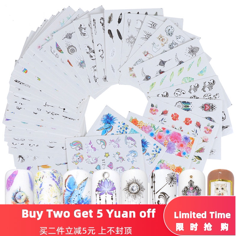 40 Sheets Nail Art Transfer Stickers 3D Decal Manicure