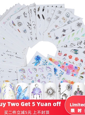 40 Sheets Nail Art Transfer Stickers 3D Decal Manicure