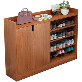 Shoe rack household door solid wood color large capacity mul