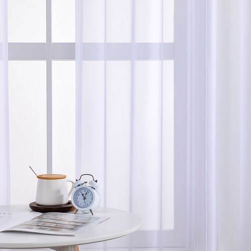好货BILEEHOME Solid White Tulle Sheer Window Curtains for Li