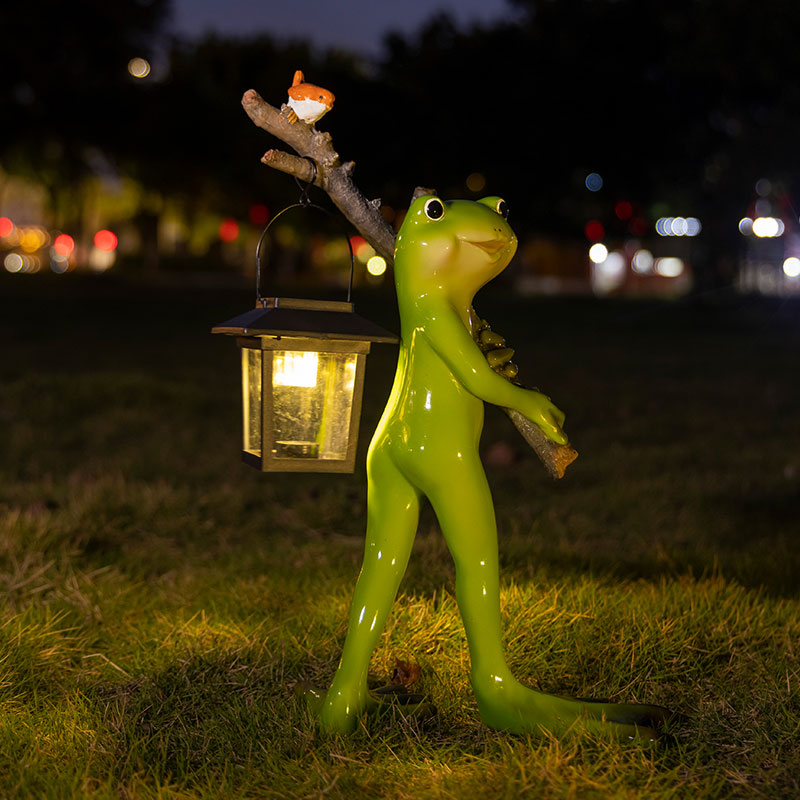 花园庭院摆件创意旅行青蛙太阳能电子夜灯客厅阳台户外景观落地灯