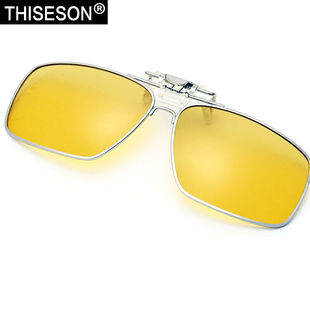 砾石近视夹片偏光彩膜太阳镜时尚护目镜方-银框-夜用