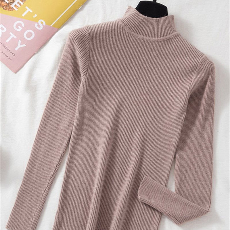 JMPRS Autumn Women Pullover Sweater Fashion Half Turtleneck