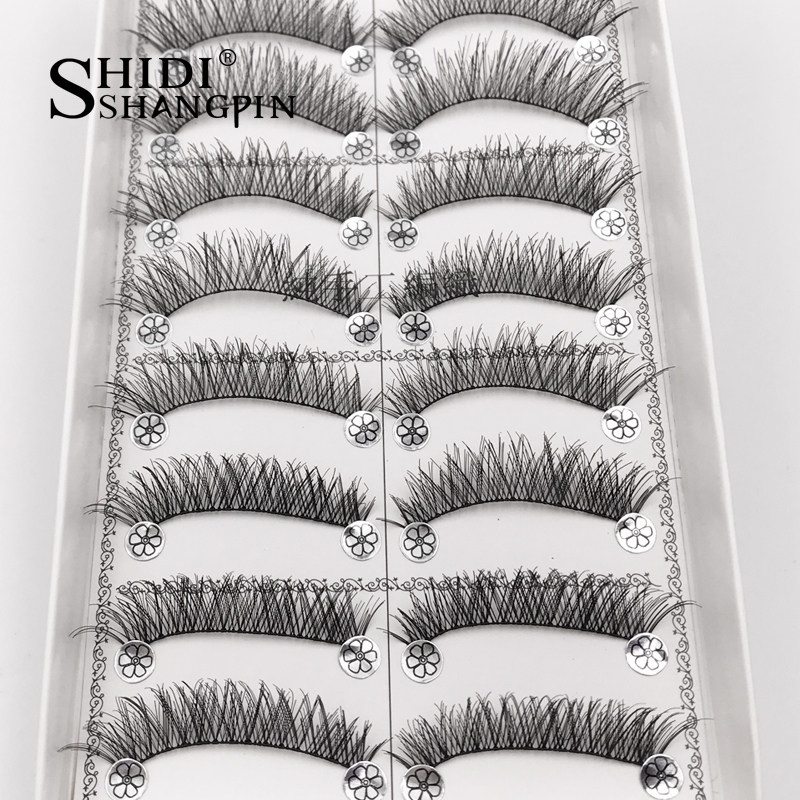 10 Pairs Natural Long False Eyelashes with Lash Gule Makeup