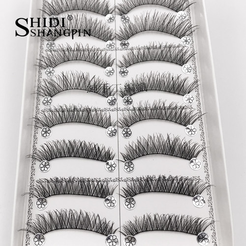 10 Pairs Natural Long False Eyelashes with Lash Gule Makeup