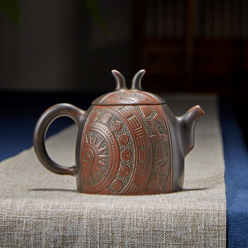 钦州坭兴陶茶壶梁业兰纯手工壶古骆壶泡茶壶家用茶具八桂天工金奖
