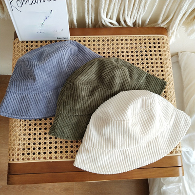 .Fashion Corduroy Bucket Hat for Women Autumn Winter Panama