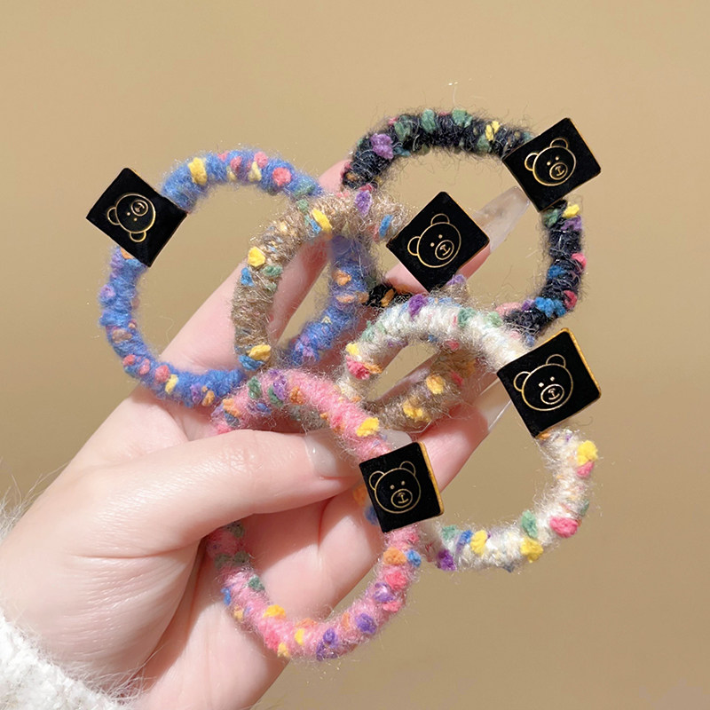 秋冬彩色毛绒皮筋发圈简约气质高弹力耐磨头绳皮套发绳