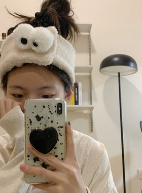 宽边布面贴魔术贴小眼睛绒毛束发带运动洗脸发带女