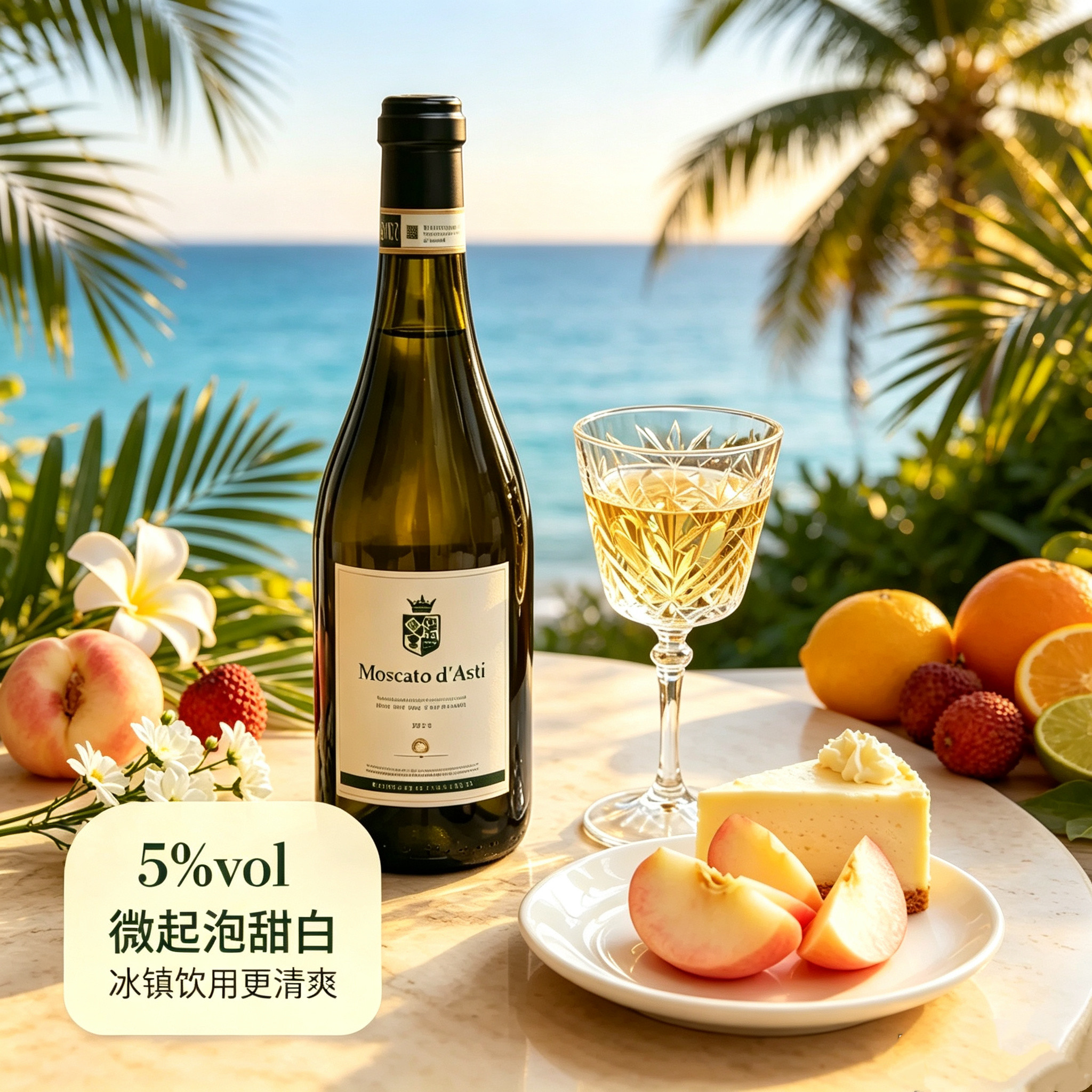 甜酒圈喜爱 阿斯蒂莫斯卡托 DOCG微起泡白意大利进口花果香型5℃