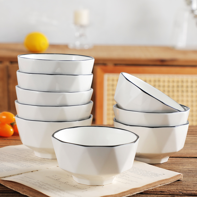 菲美特餐饮具2025新款高颜值家用陶瓷北欧简约6英寸碗创意吃饭碗