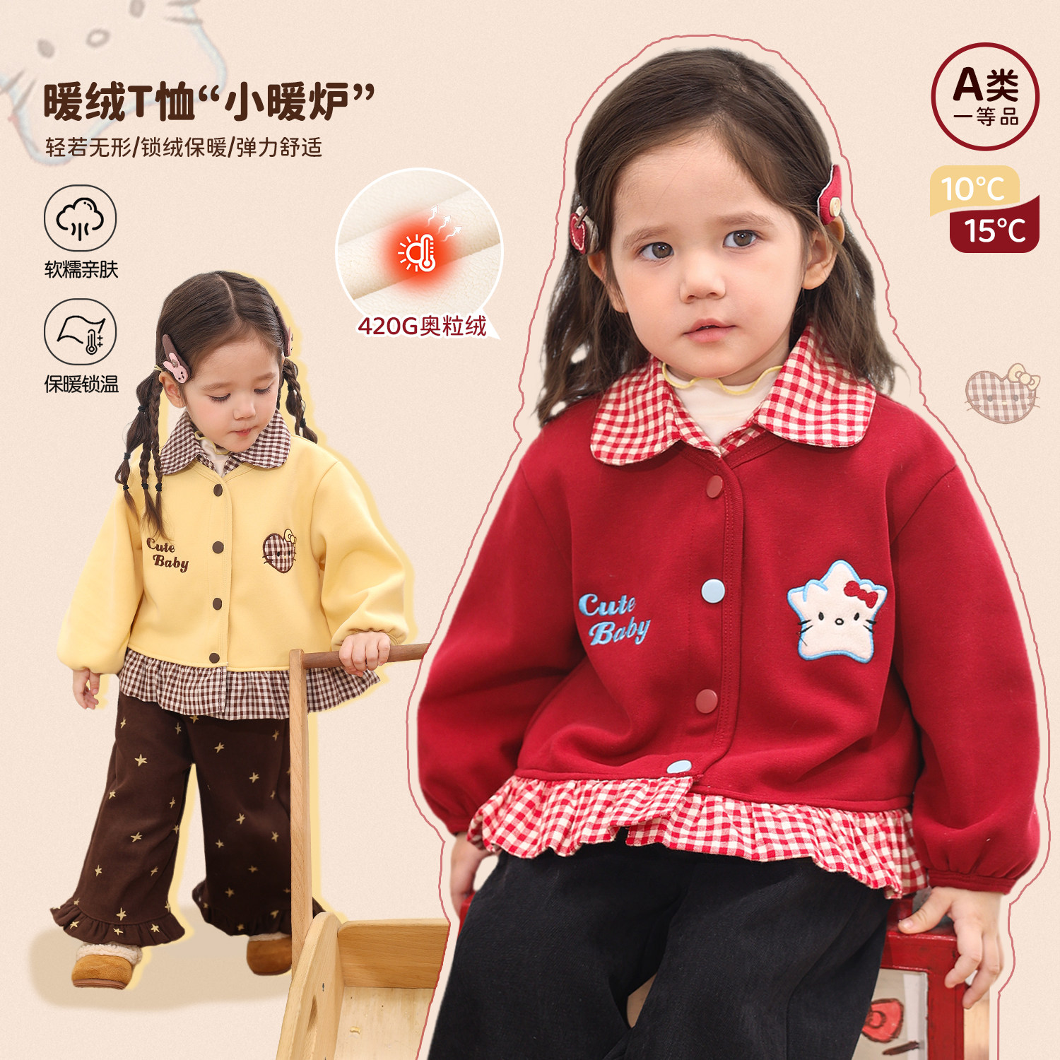 小o爸女婴童 女宝宝洋气外套2025冬季新款婴儿卡通可爱保暖上衣,童装/婴儿装/亲子装,普通外套,淘宝优惠券,粉丝福利购,淘宝优惠卷