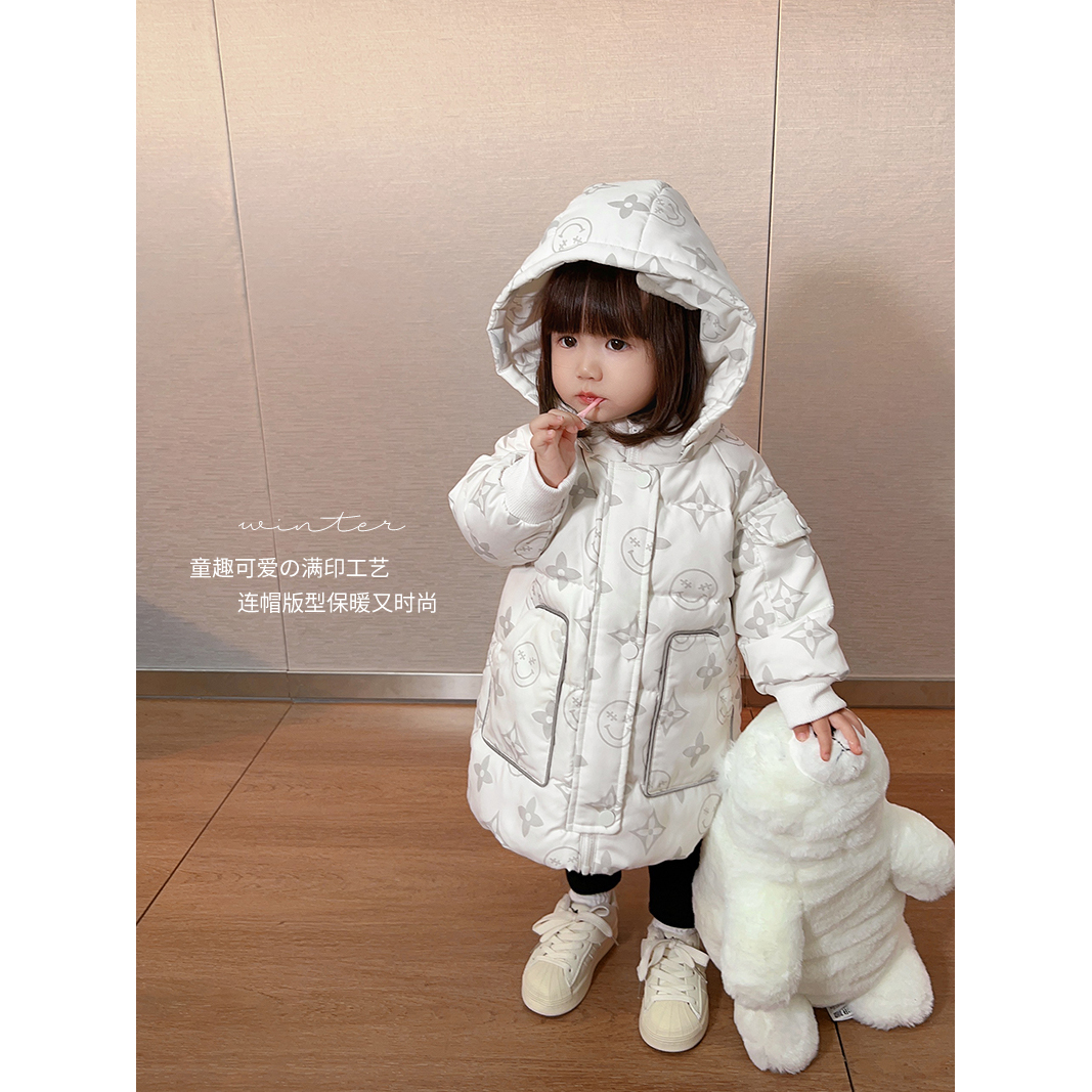 小O爸女婴童 女宝宝反光大牌羽绒服酷粉酷盖婴儿保暖外套