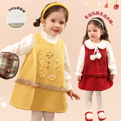 新款 小o爸女婴童 女宝宝连衣裙2025冬季 背心裙圣诞表演服公主裙