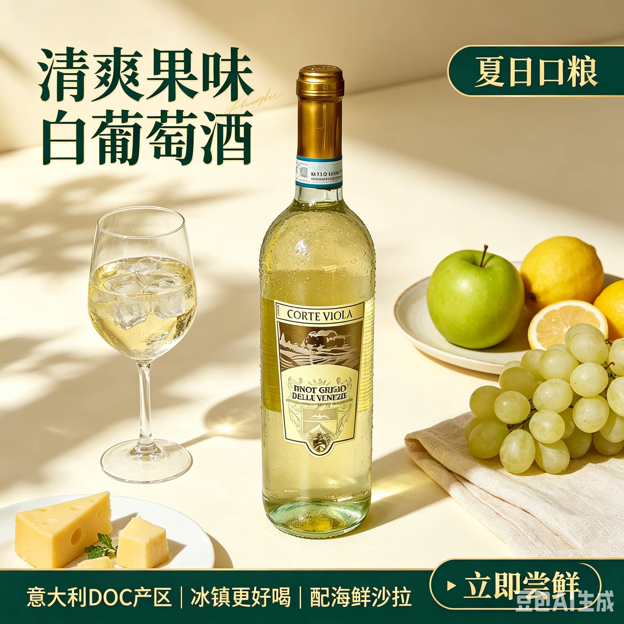 意大利&ldquo;国民干白&rdquo;灰皮诺pinot grigio白葡萄酒夏日口粮清爽果味