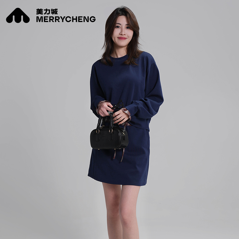 【美力城】卫衣A字裙格纹套装