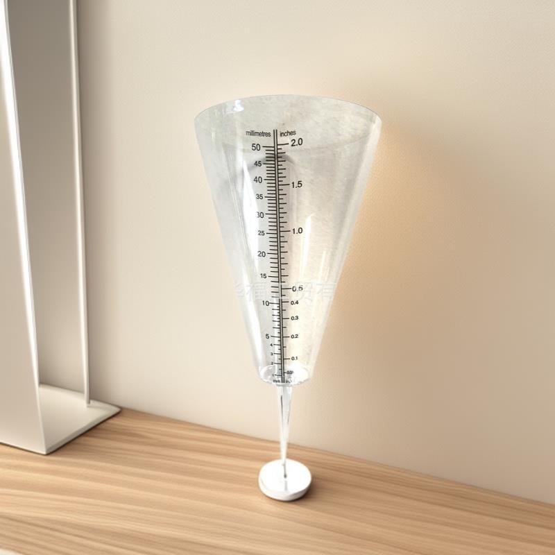 供应全新料园林量雨器塑料量杯白色透明锥形插地式量杯样式美观