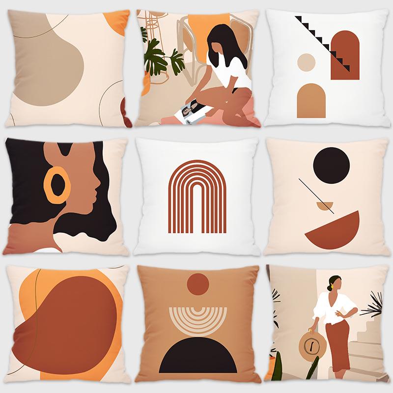 抽象人物抱枕简约现代家居客厅沙发靠背垫装饰可拆洗方形床头靠枕