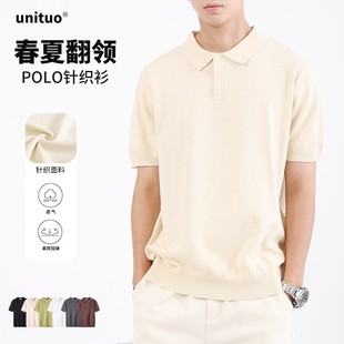 上衣男轻熟 2025带领polo衫 短袖 冰丝半袖 T恤男纯色速干透气针织衫