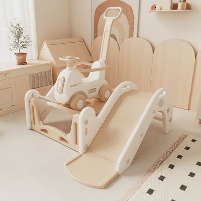 2岁女宝宝玩具2025新款汽车儿童小木马溜溜车二合一婴儿蹦床滑梯