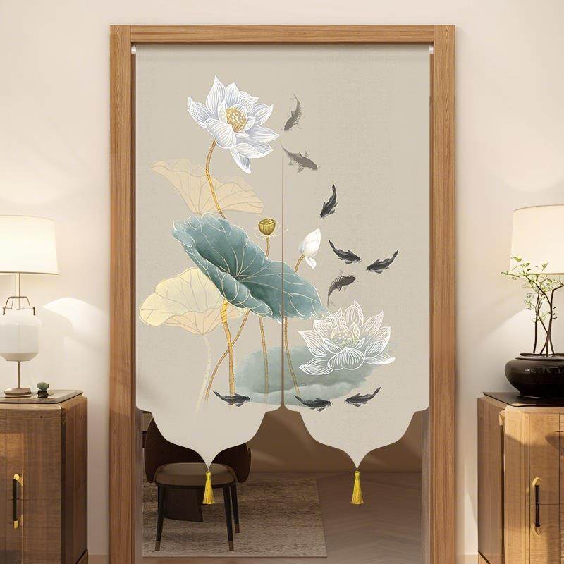 门帘隔断窗玄关半截式免打孔新中式客厅家用2025新款防蚊遮挡帘子