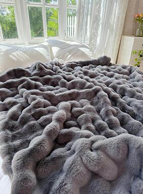 超级加厚经典灰色大毯2* 2.3米5公斤双层经典婚礼彷貂皮风格毯