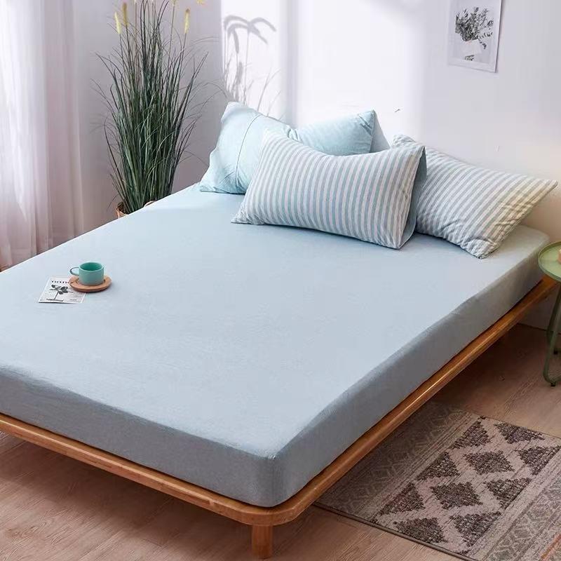 a级针织天竺纯色床单单张全棉床罩100张全棉床单防滑床垫增高保护